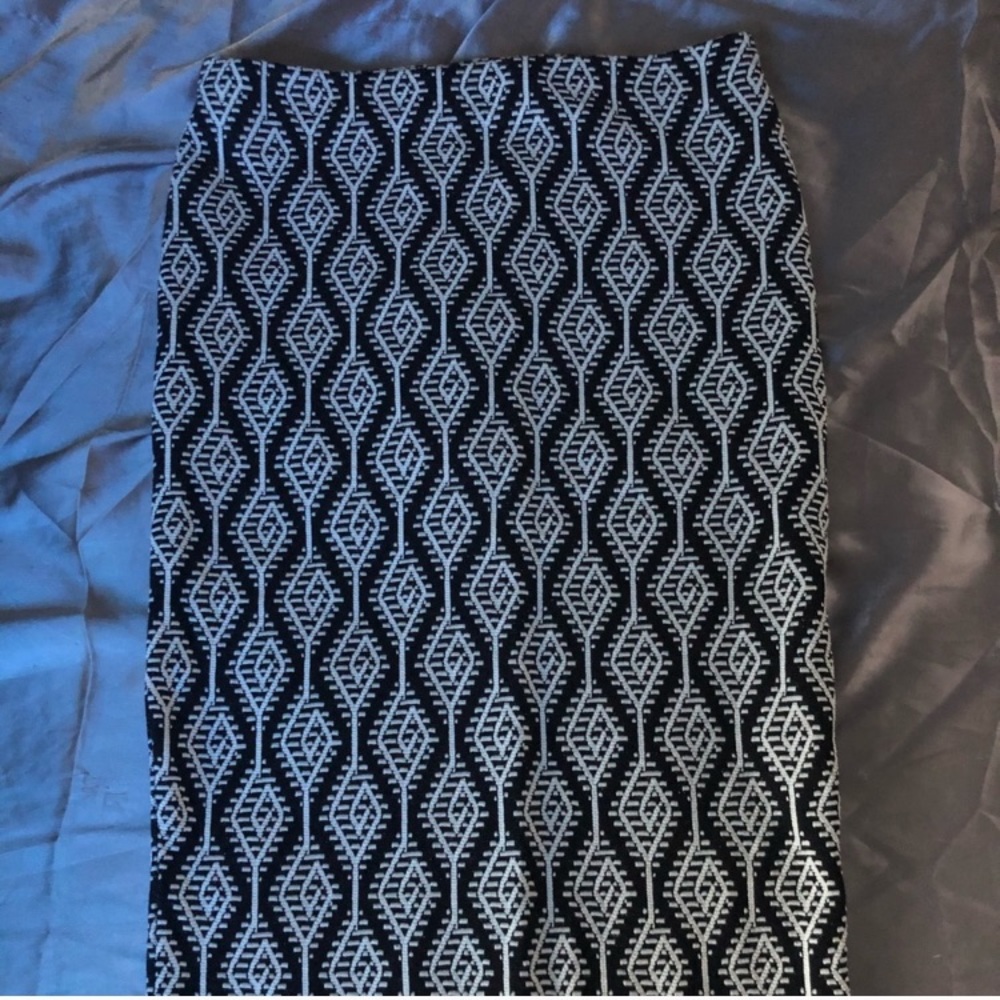Zara Black White Pattern Midi Skirt
